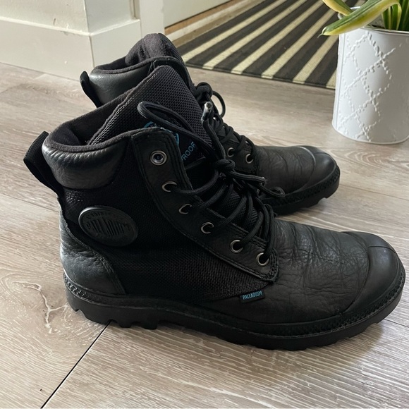 Palladium Pampa Sport Cuff Boot Lace Up Black Leather Nylon Waterproof Size 7 - Picture 5 of 10